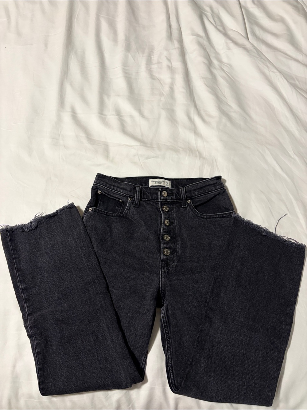 Abercrombie Women’s Black High-Rise Button-Fly Jeans